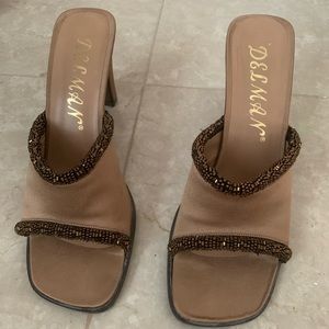 Delman brown beaded heels